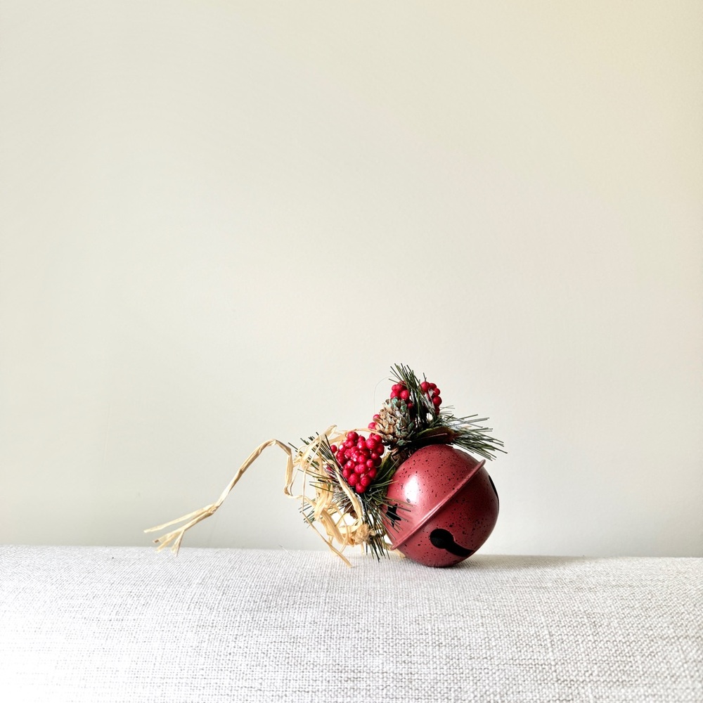 90s Vintage Christmas Jingle Bell Ornament – Red